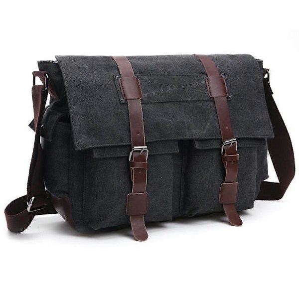 Uusi miesten retro vintage -olkalaukku, jossa useita taskuja, kangasta ja olkahihna Grey