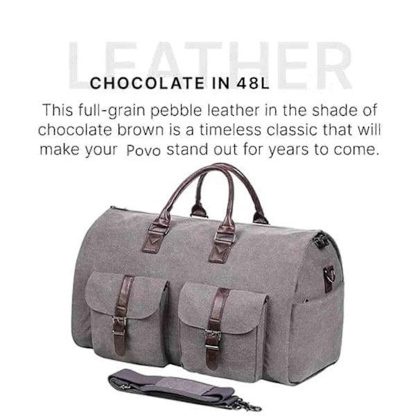 Rullende klesposer for reise, konvertibel duffel klespose rullebagger, 100% splitter ny Gray