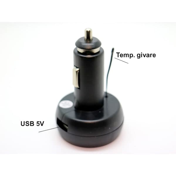 Voltmeter Temp + USB 5v Oplader 4-30v DC Bil Båd Autocamper Campingvogn