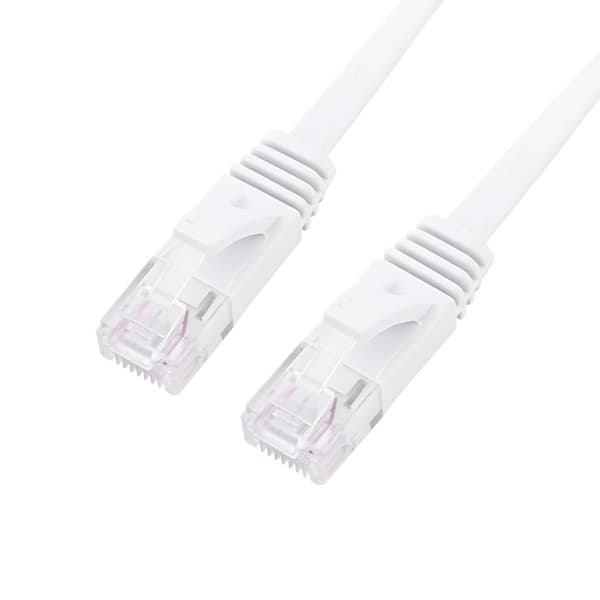 Litteä valkoinen CAT6 Ethernet-kaapeli 0,5 m