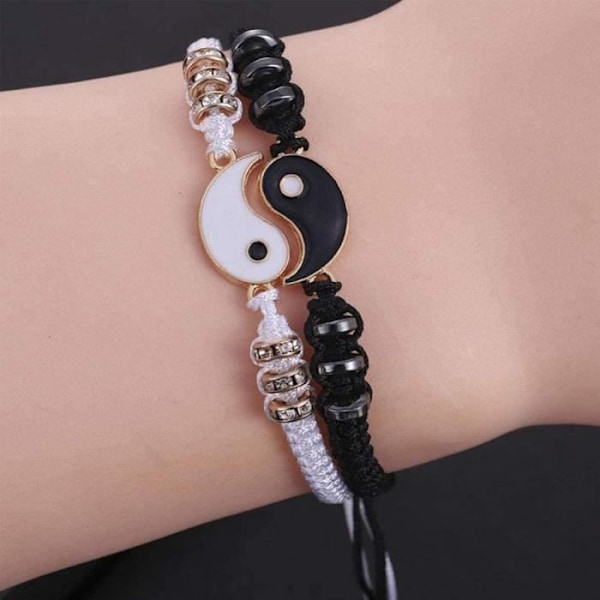 Bedste ven armbånd til 2 justerbare Yin Yang snor armbånd til BFF venskabsforhold kæreste kæreste gave