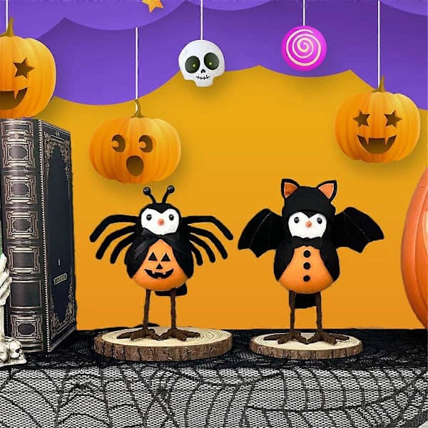 Halloweenfugler 2 stk stående ornamenter