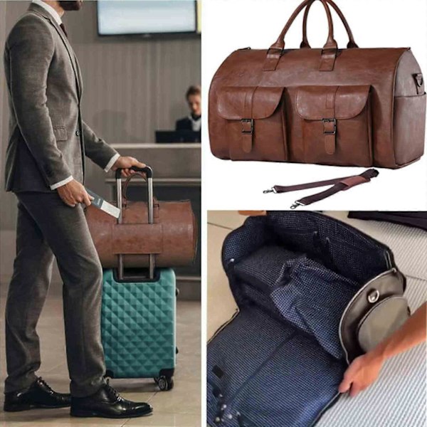 Rullekufferter til rejser, konvertibel duffel-kuffert med hjul, 100% splinterny Brown