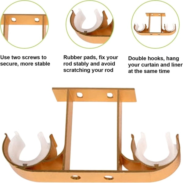 4 X Aluminiumgardinstångsfästen för 28 mm gardinstång (Gyllene)