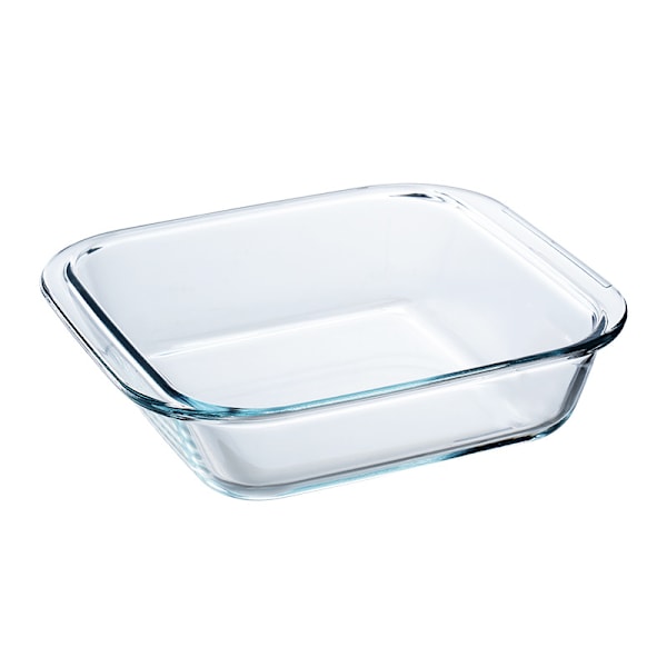 Firkantet Glasbageform, Klar, Størrelse: 21 x 21 cm, Firkantet Glasfad, Ovnfast Bageform, Meget Varmebestandig