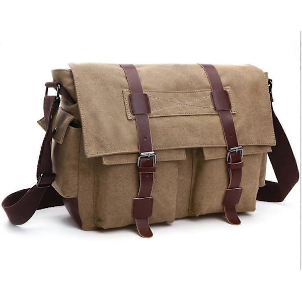 Uusi miesten retro vintage -olkalaukku, jossa useita taskuja, kangasta ja olkahihna Grey