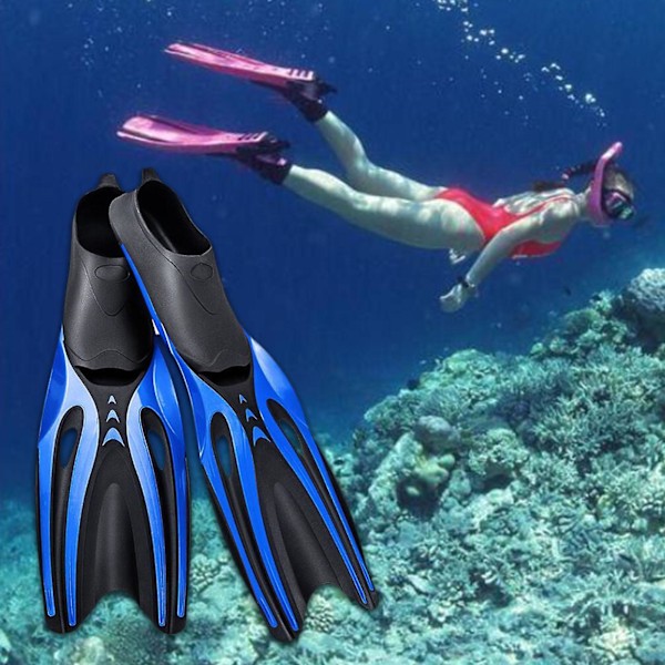Dykfena för vuxna Hel Fot Simfötter Vattensport Nybörjare Simning Snorkling Blå Svart S