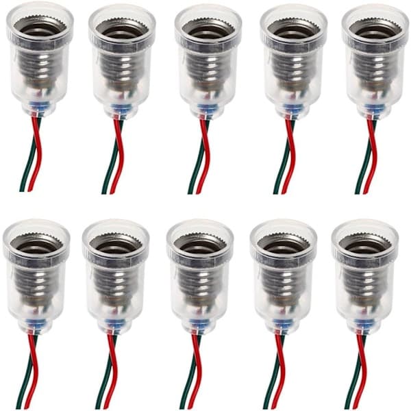 10 stk E10 LED gulvlampebase (20 cm kabellengde) Skruemontert lampeholder med kabel for eksperimentelt tilbehør for elektrisk testing