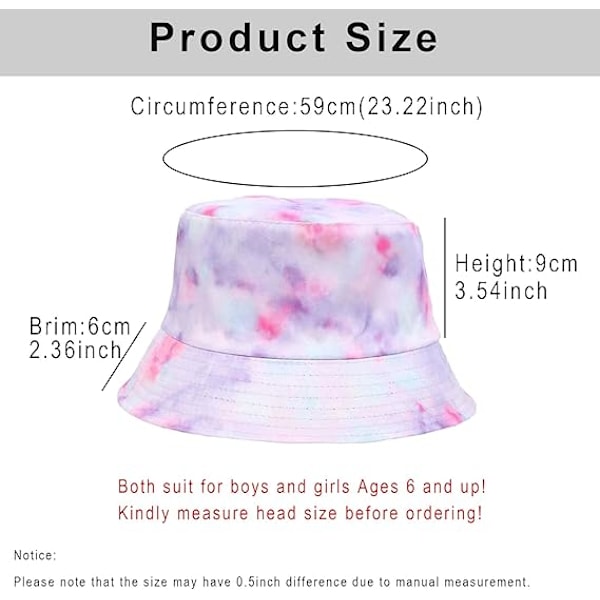 Bøllehat Vendbar Pakkelig Tie Dye Hatte Dobbeltsidet Vendbar Strand Sol Børnehatte