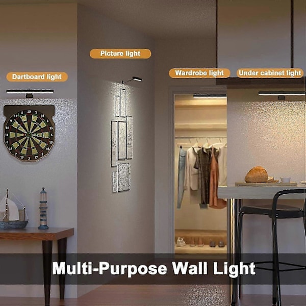 Trådløs bildelampe oppladbar med fjernkontroll, 300LM kunst batteri display lampe, 3 moduser magnetisk vegglampe