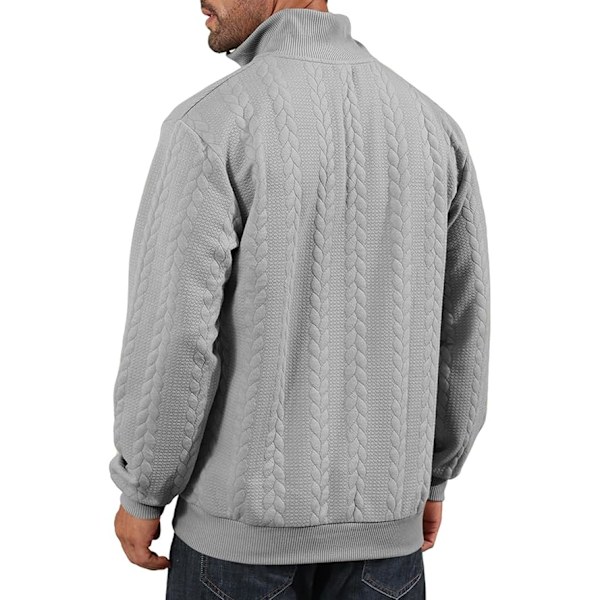 Halv dragkedja tröjor för män stickad pullover jumper långärmad jacquard tröjor grey