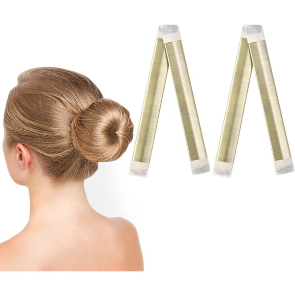 2 stk. Enkel Donut Bun Maker for Hår, Fransk Twist Fold Wrap Snap Band for å Lage DIY Hårfrisyrer, Ballett Hår Deft Bun Hårstylingtilbehør White