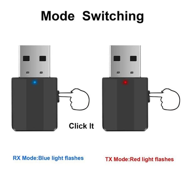 USB Bluetooth-adapternyckel för PC-sändare, BT5.0-dongel för TV, 3,5 mm jackanslutning för bil/ljudsystem