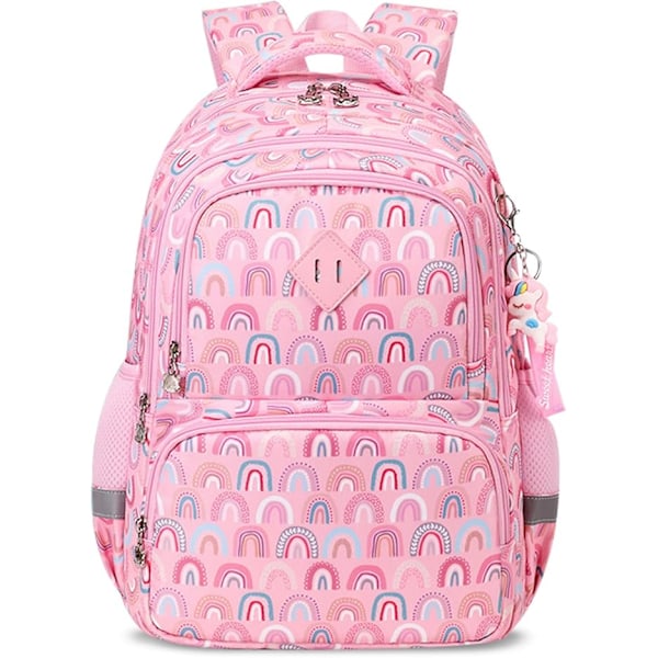 Barnesekk Grunnskole Sekker Ungdomsskole Sekk Student Sekk Gutter Sekker Jenter Sekk Multi-lomme Skolesekk Pink Rainbow