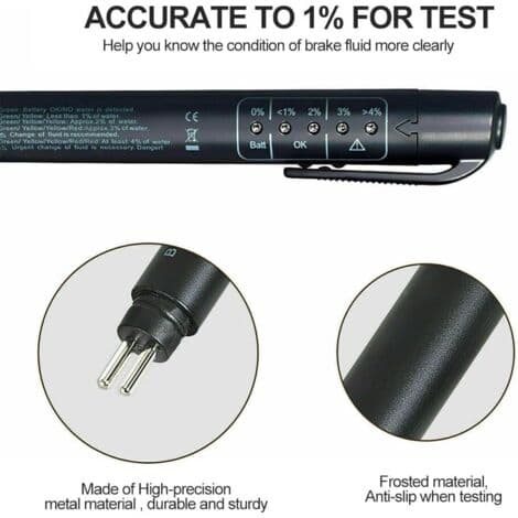Bremsevæsketester, Bilbremsevæsketester, Bremsevæsketesterpenn, Digital Bremsevæsketester, 5 LED-indikator Biltestverktøy for DOT3, DOT4, DOT5
