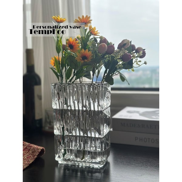 Kristallklar Bok Stor Blommvas för Dekorationer, Moderna Personliga Ornament för Vardagsrum Matsal Sovrum Heminredningstillbehör