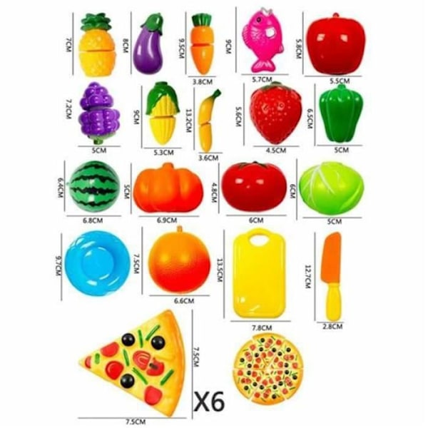 24 kpl Lasten Keittiö Lelusetti Lelumökki Pizzan Hedelmä Vihannes