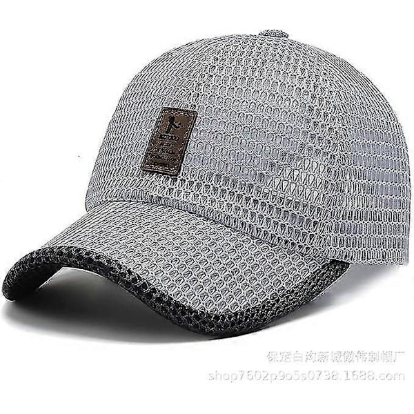 Unisex Åndbar Fuld Mesh Hat, Hurtigtørrende Løbehat, Sommer Mesh Baseball Cap Justerbar Kølende Vandsportshat Light grey