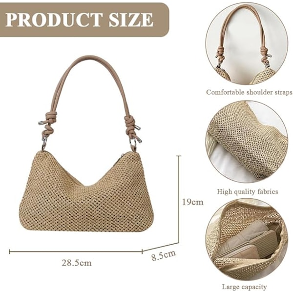 Raffiaväska Dam Sommar Stråväska Strandväska Dam Crossbody Väska Liten Slingväska Mobilväskor Liten Väska Dam Axelväska Sommarväska Beige