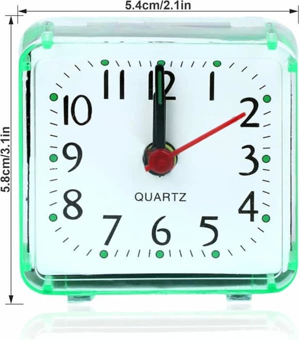 Mini robust väckarklocka, fyrkantig, bärbar, 5,8x5,4 cm (batteri ingår ej) (1 styck)