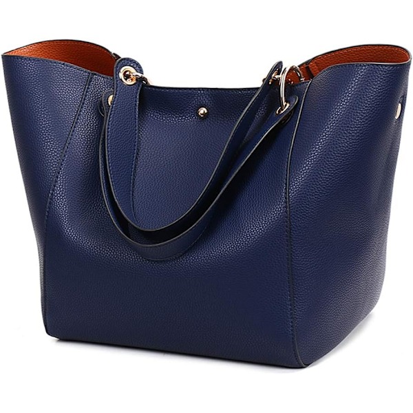 Suuret naisten käsilaukut, naisten olkalaukku, PU-nahkainen crossbody-laukku, naisten muotikassi ostoksille, juhliin, matkoille, töihin Azul Marino
