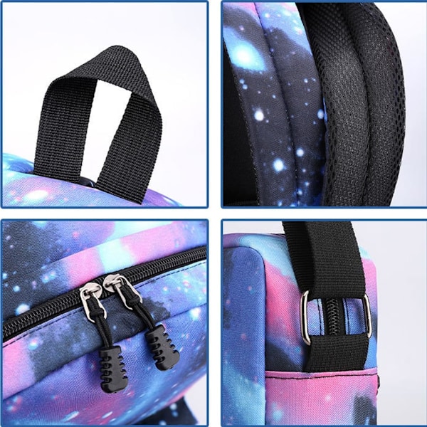 3-delad barnryggsäck, pennfodral, ungdomsväskor, tecknad skolväska, fashionabel praktisk väska Azul 2