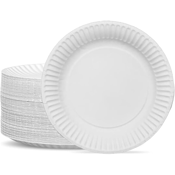 100 Papptallrikar 23cm - 9 tums Papptallrikar, Engångstallrikar, Festtallrikar 9in