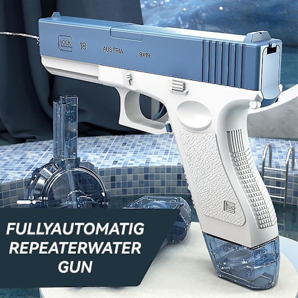Elektrisk vattenpistol, automatiska sprutpistoler med superhög kapacitet, starkaste vattenblastern för vuxna och barn, sommarpool, strand, utomhus, blå