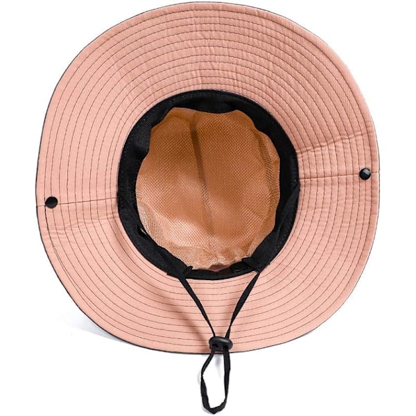 Sommarhatt för kvinnor, bredbrättad meshkeps, utomhusfiskehattar, UV-skydd, strandhatt för kvinnor Rosa
