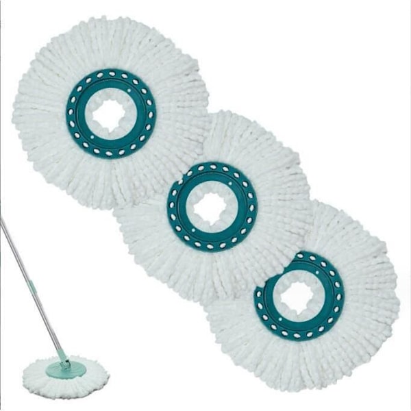 3 Stykker Erstatningsmoppehoder Diskmopp Mikrofiber Svært Absorberende Egnet for Alle Gulvtyper