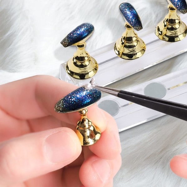 3 set akryl nagelövningshållare fingernagel display stativ nagelkonst DIY verktyg, nagelbricka magnetisk lös nagelverktyg nagelövningsbas