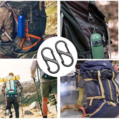15 stycken S-formade karbinhakar, S-formade klämkarbinhakar, svarta plastkarbinhakar, mini S-formade klämkarbinhakar, dubbelöppnande karbinhakar
