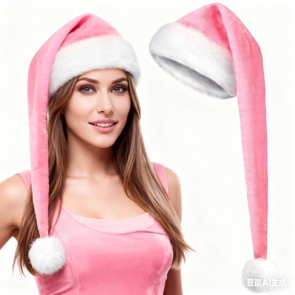 Julehatt, Unisex Plysj Julehatt (rosa)