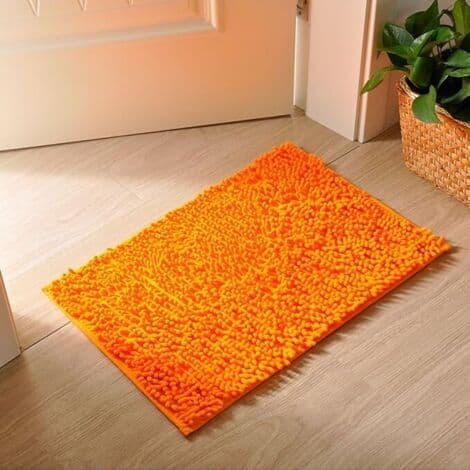 Chenille mikrofiber badrumsmatta 60x90cm – Superabsorberande och halkfri – Lättskött – Orange
