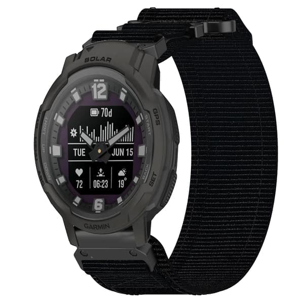22mm nailonranneke Garmin Instinct Crossover Solar Black -kellolle