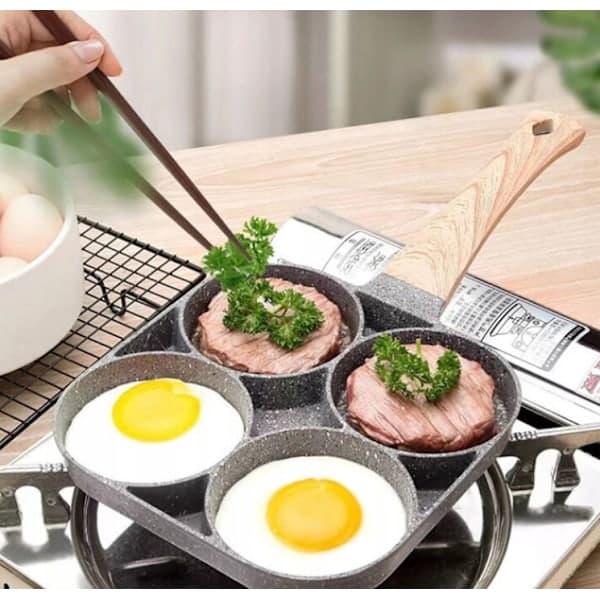 Stekepanne for pannekaker, egg, pannekaker, 4 rom
