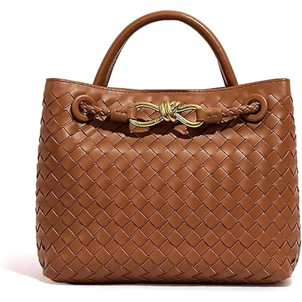 Vävd damväska, Vävd väska med handtag, Vävd axelväska, Crossbody-väska Marrón