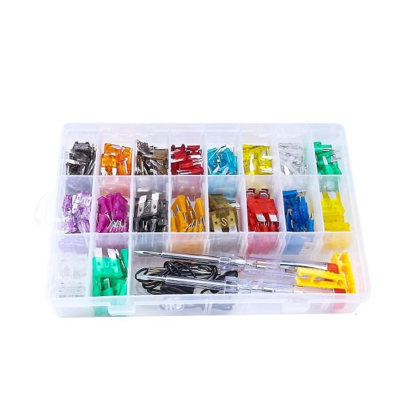 306 st bil säkring sortiment kit, standard/mini/låg mini blad säkring för fordon med säkring testare och dragare