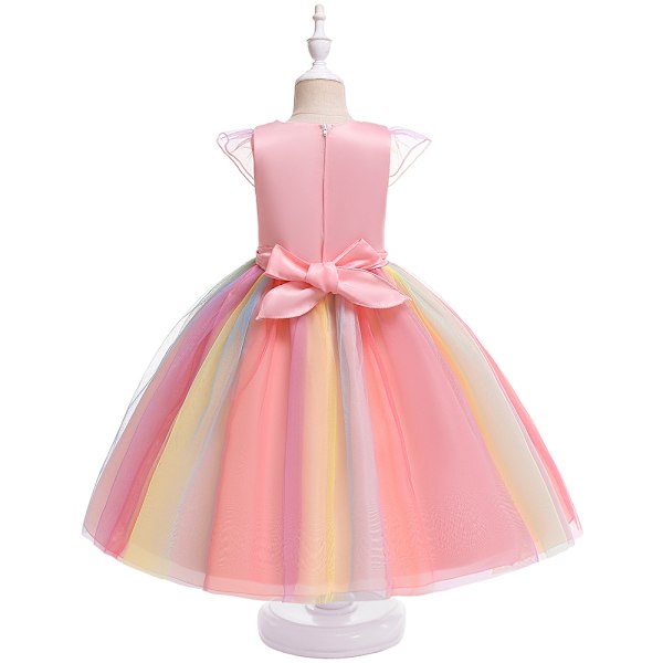 Barn Enhörningsdräkt Klänning, Flicka Enhörningskjol, Blommor Flicka Ärmlös Festkläder, Födelsedagskläder Festkläder Pink 140cm