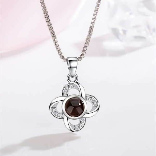 Halsband - Jag älskar dig - Projektion 100 språk - Silver - 40 cm - Alla hjärtans dag-present