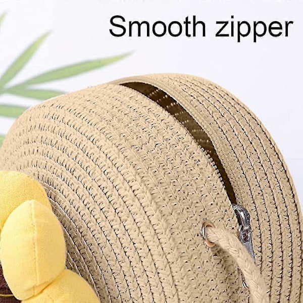 Jenter Skulderveske Strå Rund Håndveske Cross Body Strandveske Julegave beige