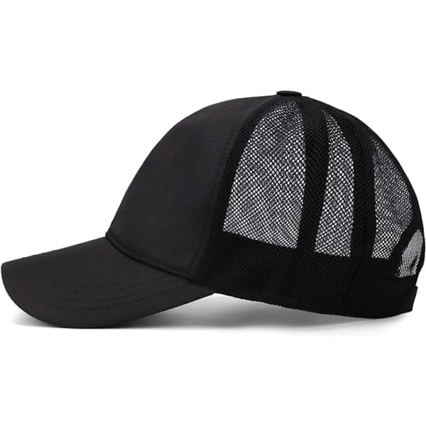 Mesh Hurtigtørrende Kasket Trucker Hats Justerbar Hat, Sort