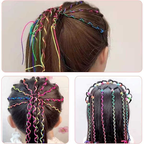 30 stk. Assorteret Gradient Farve Hårreb Bånd Regnbue Fletning Hår Elastik DIY Hestehale Fletninger Jul Karneval Hårstyling Tilbehør