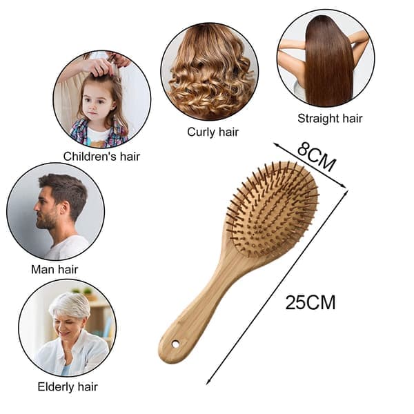 Trækæm med træbørster, hårbørste til udredning og styling af kvinders hår