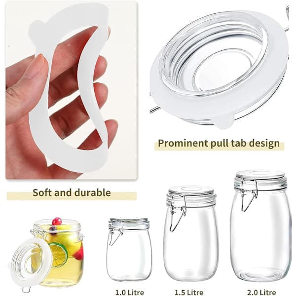 Silikone udskiftningsringe - 10 stk. - Silikoneringe - 70 mm x 95 mm - Hvid