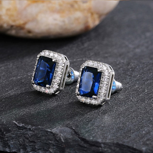 Sølv Ørestikker til Kvinder Piger, Dråbeformet Cubic Zirconia Ørestikker Sæt - Fine Brudeøreringe Smykker til Brude Brudepiger Blue