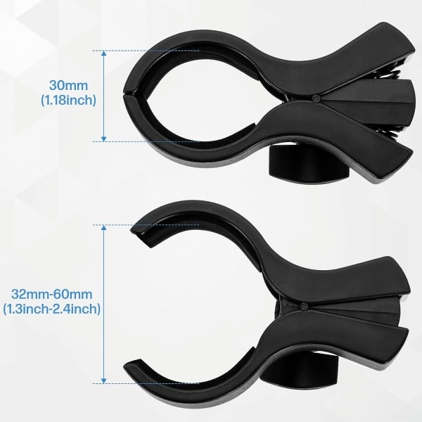 Sæt med 4 alsidige mikrofonklemmer til mikrofoner OD 32 mm til 60 mm, med 5/8\" til 3/8\" skrueadapter