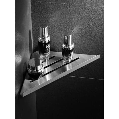 SUS 304 rustfrit stål brusehylde – Mål 30,5 x 21 x 3 cm – Værktøjsfri installation – Stilfuld badeværelsesopbevaring