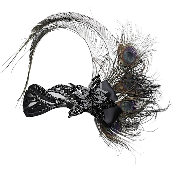 1920-tals Flapper Huvudsmycke Påfågelfjäder Paljetter Hårband Great Gatsby Accessoar Hårband för Bal Maskerad Temafest