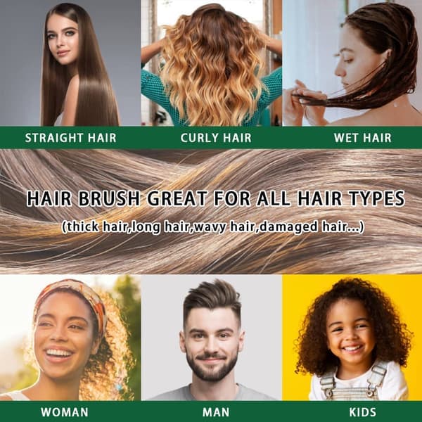Trækæm med træbørster, hårbørste til udredning og styling af kvinders hår
